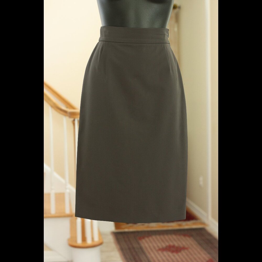 PRADA Solid Charcoal Gray Pencil Skirt